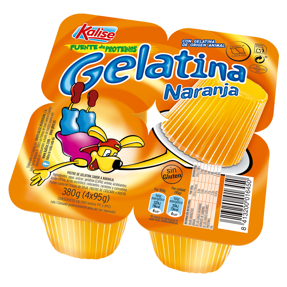 Gelatina sabor a Naranja 4x95Grs