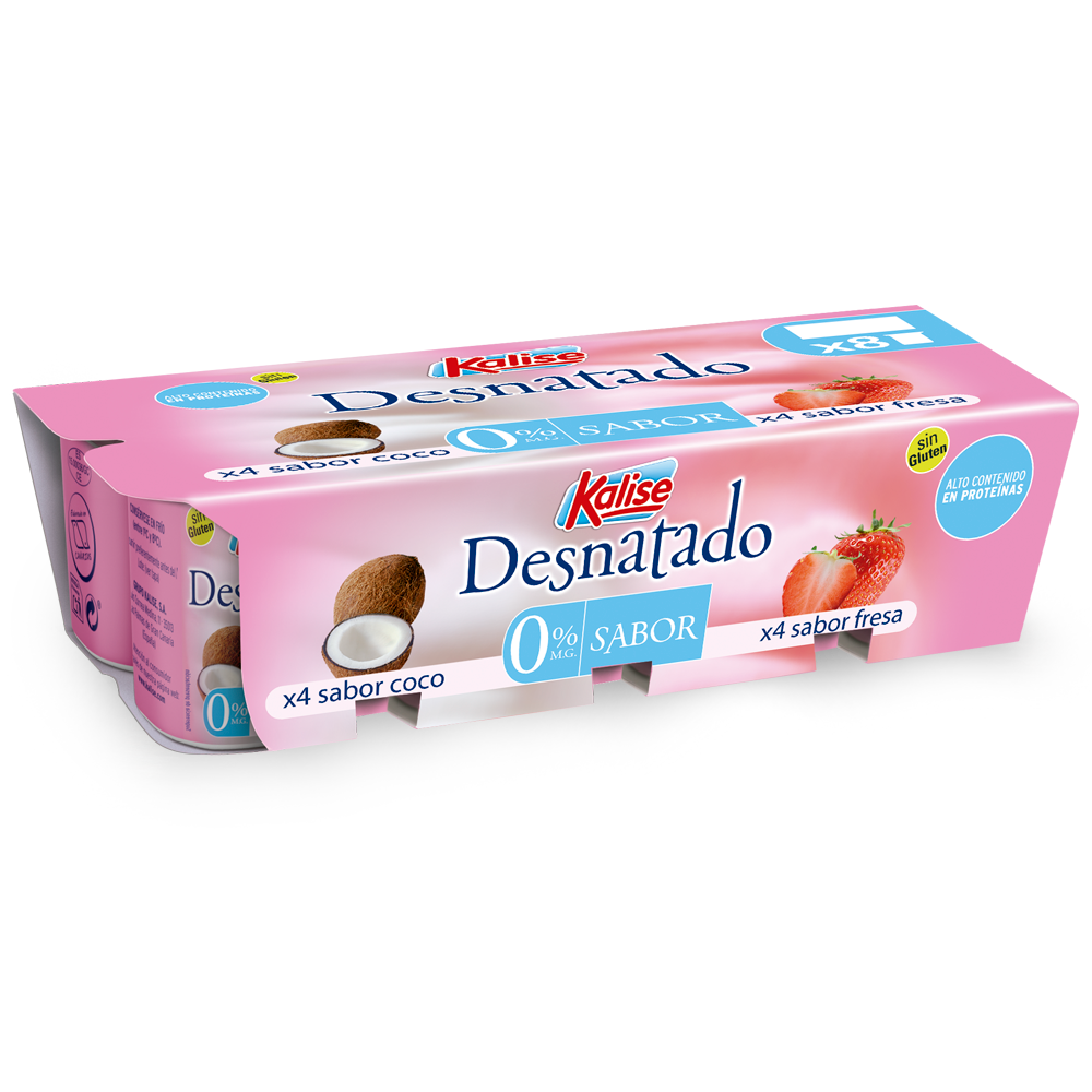 Desnatado Sabor 4 fresa+ 4 Coco 8x125Grs