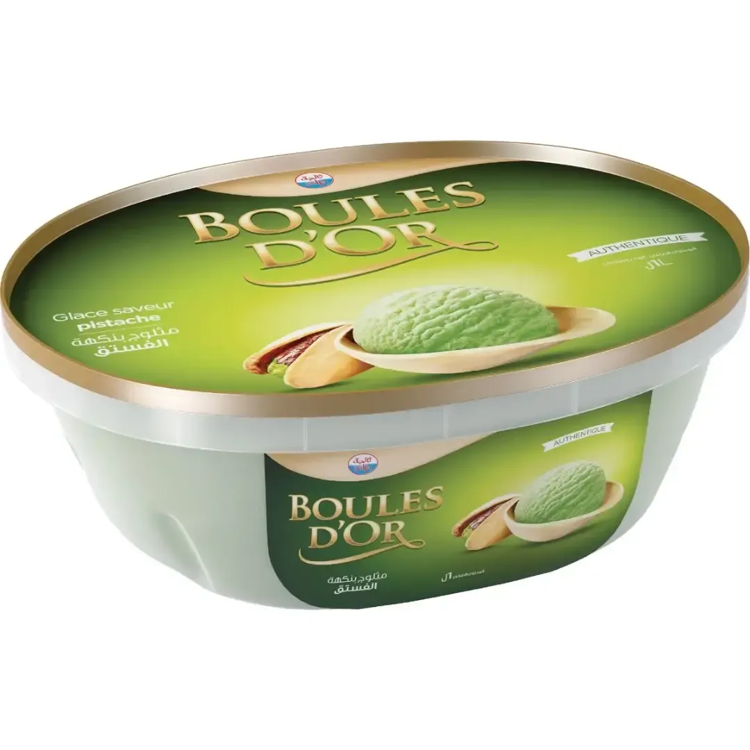 Glace familiale pistache Boules d'or